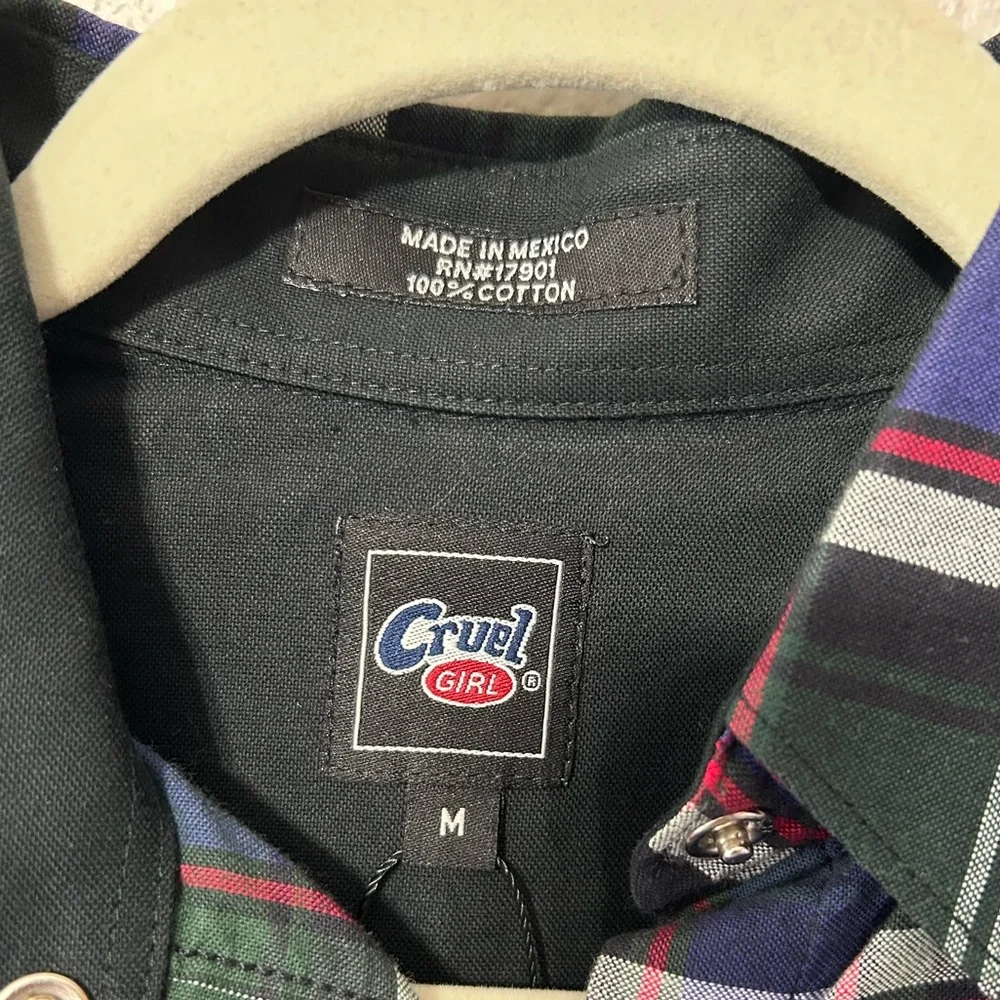 Cruel Girl Plaid Western Snap Shirt Women’s Size Medium - Picture 3 of 9